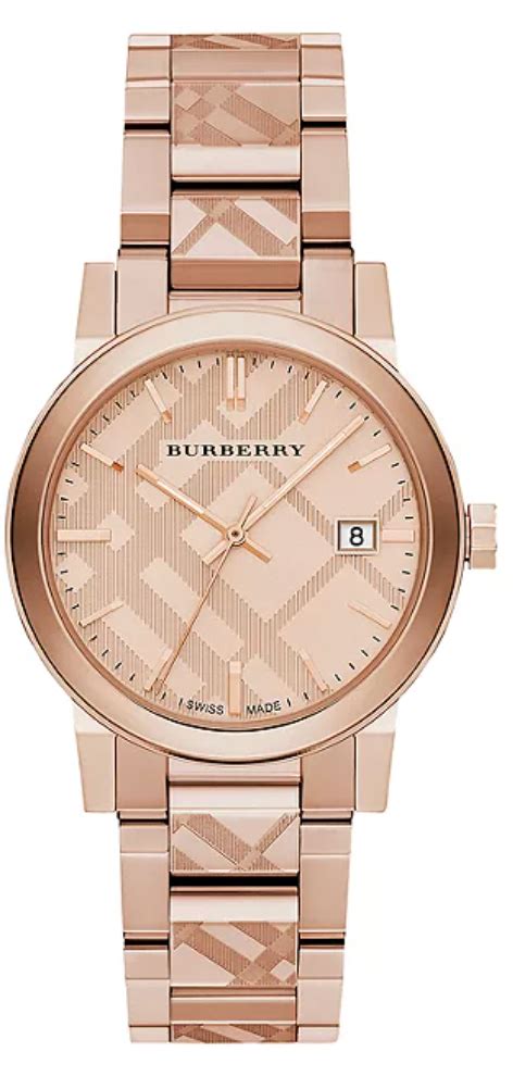 Burberry Unisex Watch The City 38mm Engraved Check Watch 